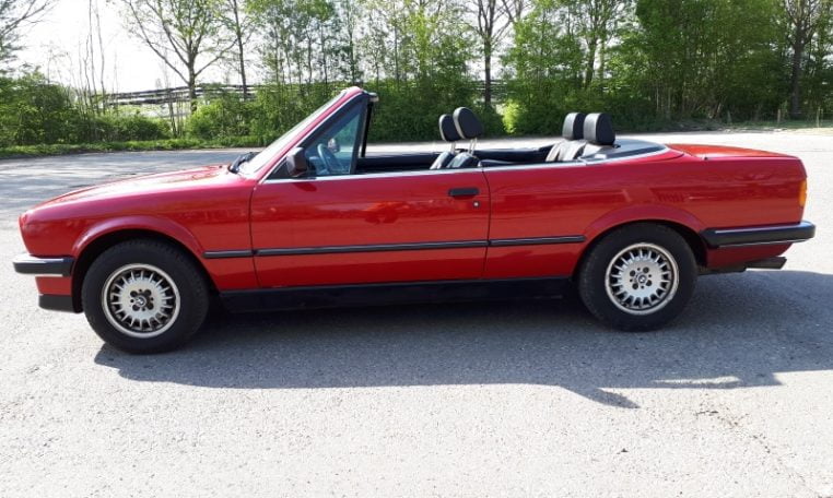 BMW 325i Cabrio E30 Zinnoberrood 140000 Km Zwart Leder