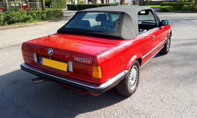 BMW 325i Cabrio E30 Zinnoberrood 140000 Km Zwart Leder