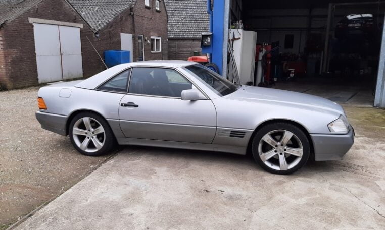 Mercedes Benz 500 SL 129 Zilvergrijs Met Bordeaux Rood Leder Silberpfeil 149000 Km 0