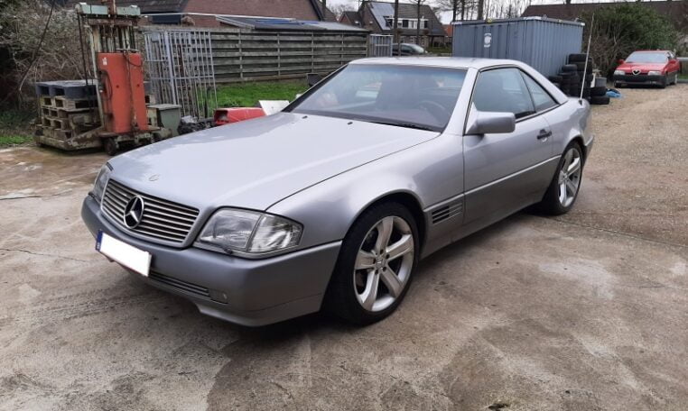 Mercedes Benz 500 SL 129 Zilvergrijs Met Bordeaux Rood Leder Silberpfeil 149000 Km 0