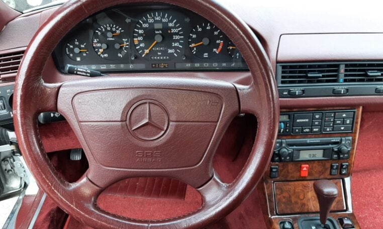 Mercedes Benz 500 SL 129 Zilvergrijs Met Bordeaux Rood Leder Silberpfeil 149000 Km 0