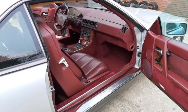 Mercedes Benz 500 SL 129 Zilvergrijs Met Bordeaux Rood Leder Silberpfeil 149000 Km 0