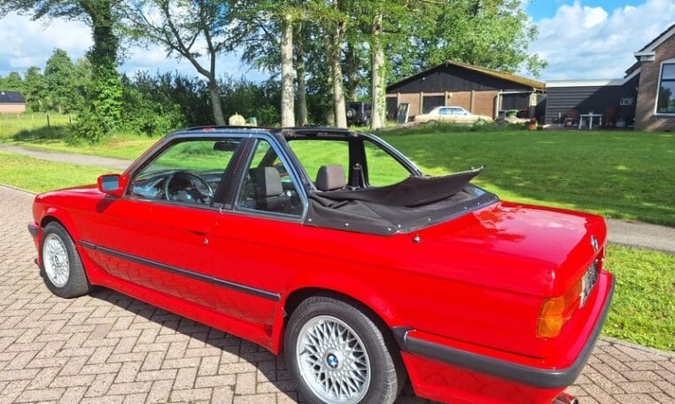 BMW 325i E30 Baur Cabriolet Rood Met Grijs Stof 152000 Km 0