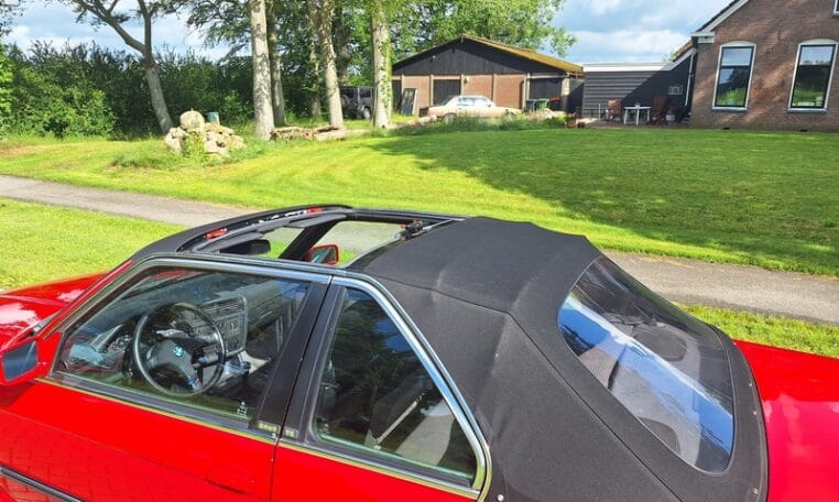 BMW 325i E30 Baur Cabriolet Rood Met Grijs Stof 152000 Km 0