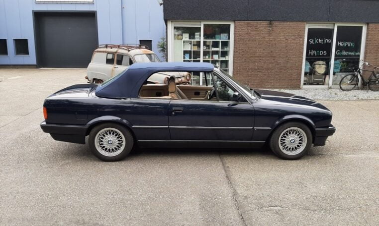 BMW 318i Cabrio E30 Donkerblauw Met Beige Leder 219000 Km